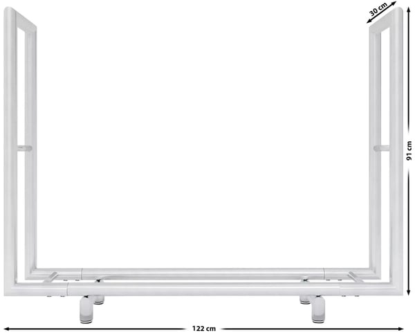 Drake Brændestativ i Rustfrit Stål - Holdbar og Elegant Brændekurv til Pejs, Stue - 122 cm B x 30 cm D x 91 cm H