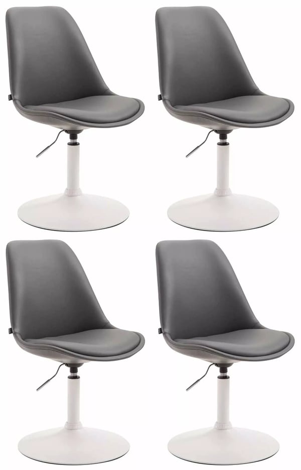 Set med 4 Maverick Grå Faux Läder Svängbara Matstolar med Metallbas