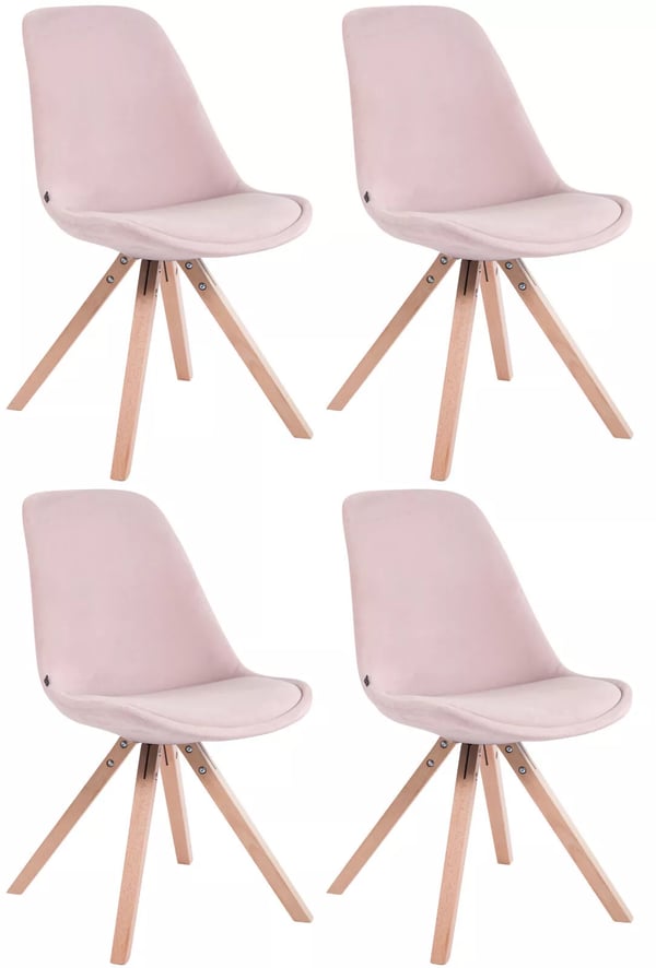 Set med 4 rosa sammetstolar Toulouse med träben