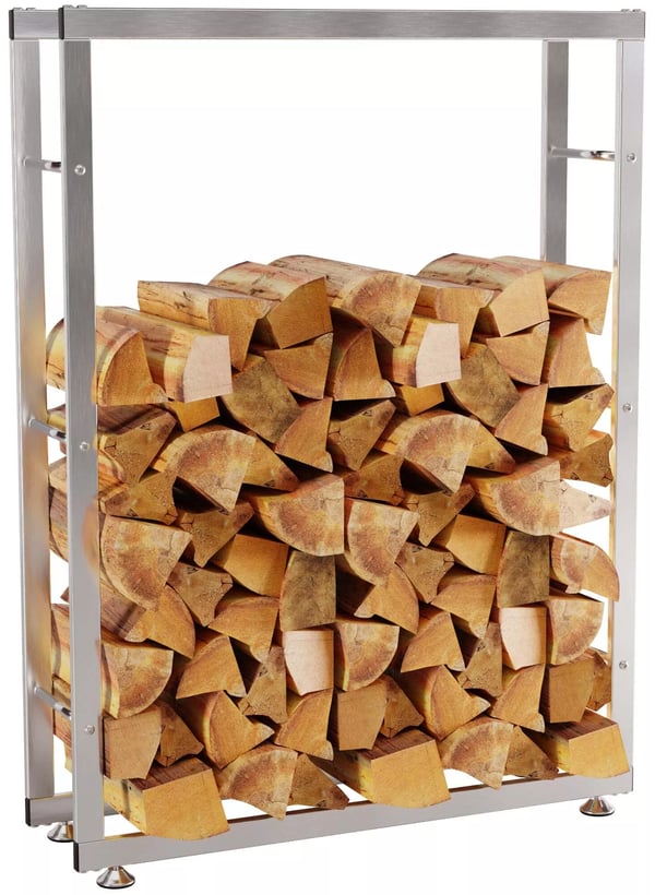 Keri V2 Vedställ i Rostfritt Stål - 150 cm Höjd, 80 cm Bredd, 25 cm Djup - Inomhusbruk, Stabil Konstruktion med Tvärbalkar