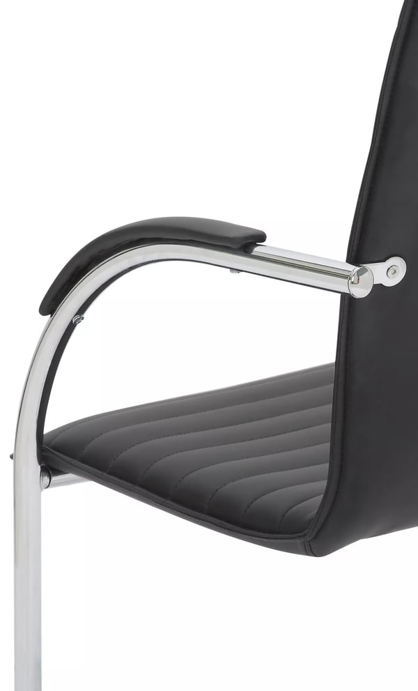 Tira kunstlæder cantilever gæstestol med metalstel - sort