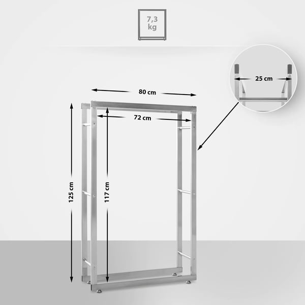 Keri V2 Ruostumaton Teräs Puuteline 25x80x125 cm