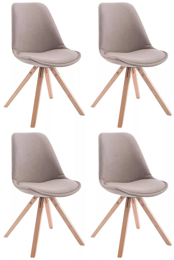 Set med 4 besöksstolar i tyg, taupe, med träbas - Toulouse Square