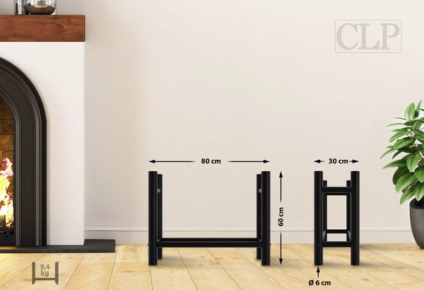Medya Rund Sort Metal Brændestativ, 30x80x60 cm