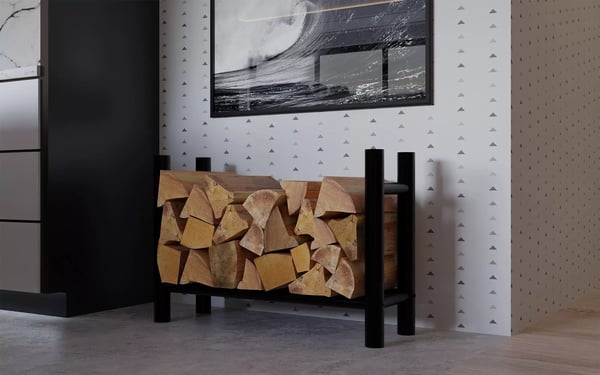 Medya Rund Sort Metal Brændestativ, 30x80x60 cm