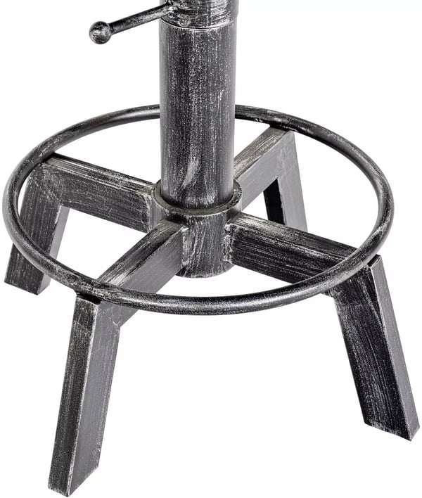 Destin industriel justerbar barstol med antik sølv metalramme og imiteret lædersæde (44-63 cm)