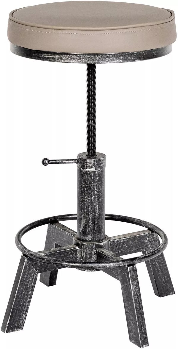 Destin Industriell Justerbar Barstol med Antik Silver Metallram och Konstlädersits (44-63 cm)