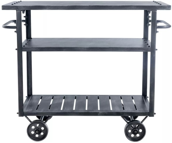 Spring Serveringsvogn - Antik Sølvmetal med To Hylder, 78 cm Højde, 96 cm Bredde
