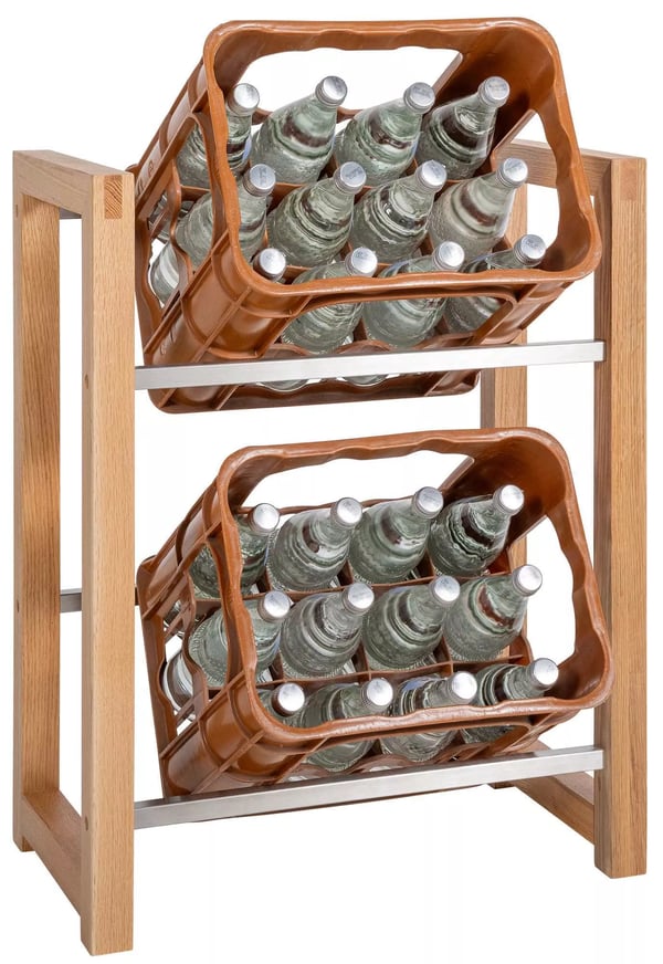 Robin Egetræ 2-lags Drikkekassestativ Hyldeholder - 56x32x71cm