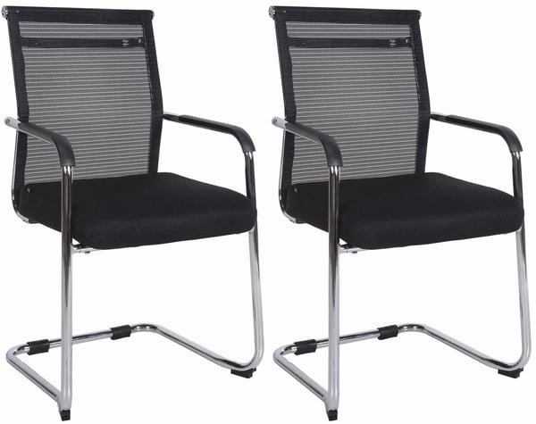 Sæt med 2 Denny besøgsstole - Krom metalramme, stofnet sæde, cantilever design