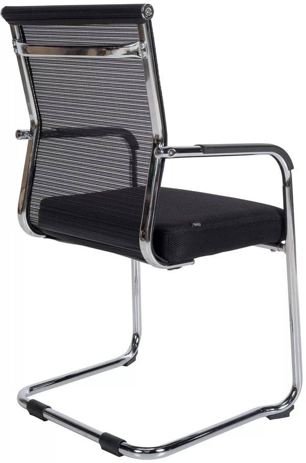 Sæt med 2 Denny besøgsstole - Krom metalramme, stofnet sæde, cantilever design
