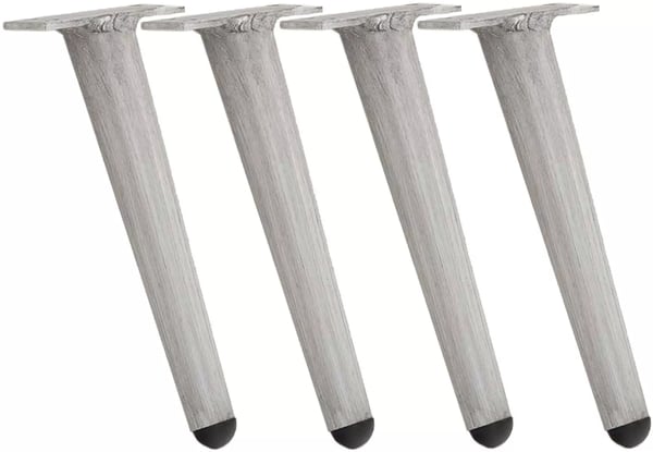 Sæt med 4 lysegrå møbelben i metal - 26 cm højde, rustfrit aluminium med trælook, ridsefri gulvbeskyttere og skruer inkluderet