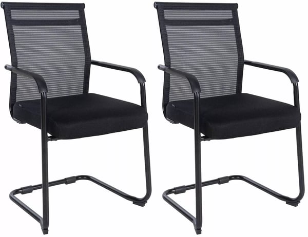 Set med 2 Denny Mesh Besöksstolar - Svart tygsits, metallram med medar