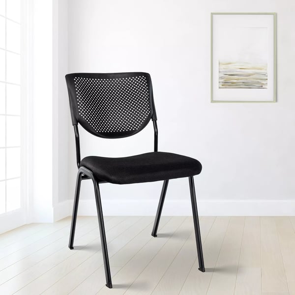 Kaber Stabelbar Konferencestol i Stof med Mat Sort Metalstel, Sort