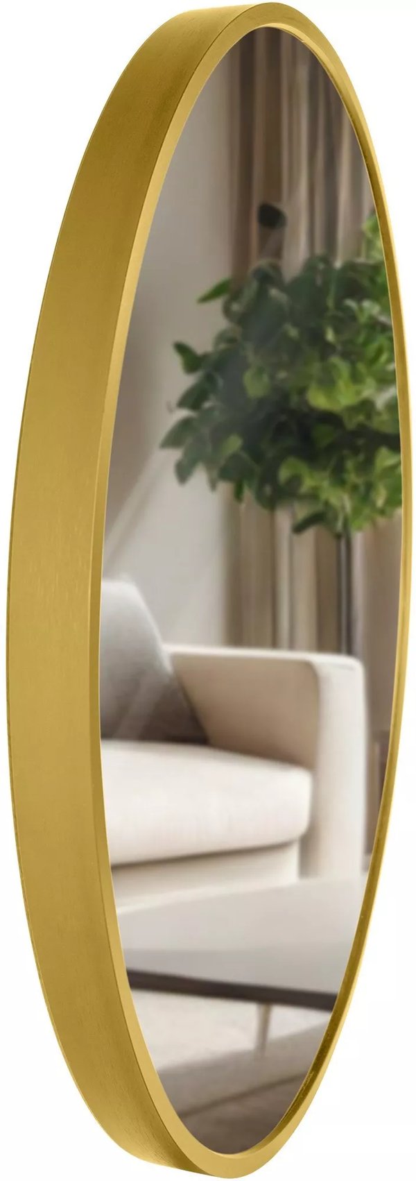 Elsie M Vægspejl - Moderne Rundt Spejl, Guldfarvet Blank Metalramme, 45 cm Diameter