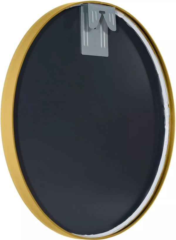 Elsie M Vægspejl - Moderne Rundt Spejl, Guldfarvet Blank Metalramme, 45 cm Diameter