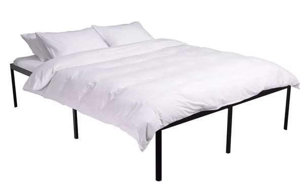 Hamlin Svart Metall Sängram, Modern Minimalistisk Stil, 140x200cm Madrassstorlek, 41cm Höjd, Enkel Montering