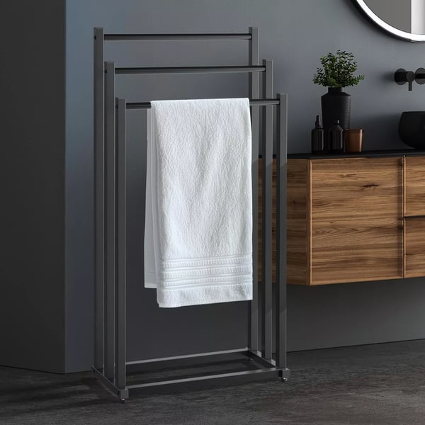 Anoka-pyyheteline vapaasti seisova, 3-kerroksinen, mattamusta metalli, 85cm