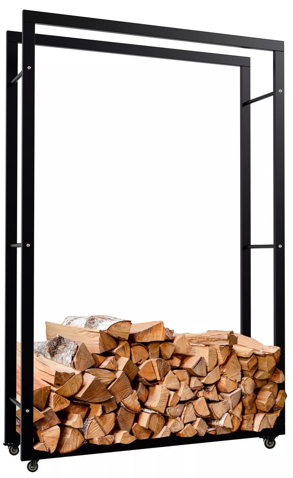 Keri Vedställ i Metall med Låsbara Hjul - Svart, Inomhusförvaring - 25 x 100 x 150 cm