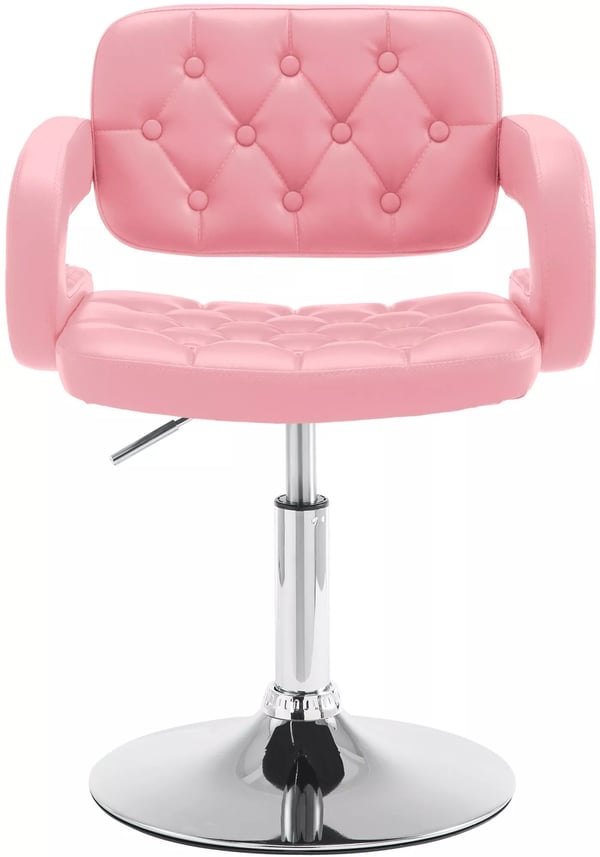 Rosa loungestol i konstläder med metallram i kromlook