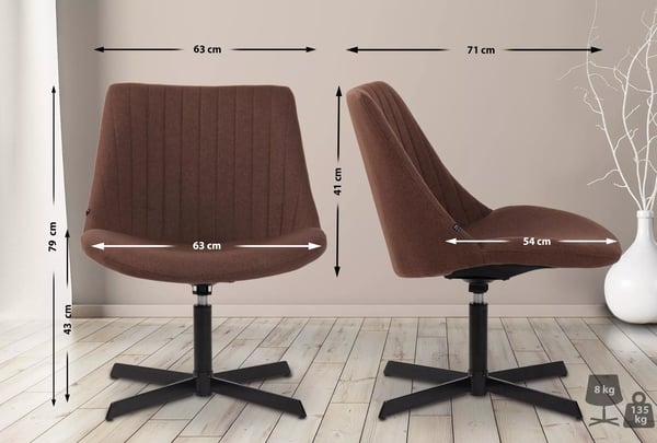 Brown fabric armchair Granby with matte black metal legs