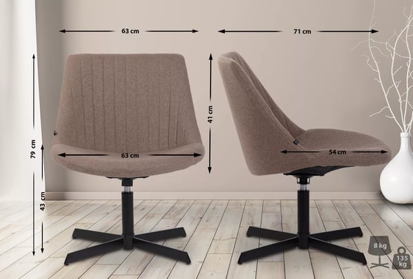 Granby Lounger Stof Taupe med Mat Sort Metalramme