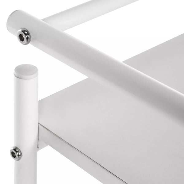 Vit rullande verktygsvagn i metall med 3 hyllor, 61x51x82 cm, 60 kg kapacitet för salonger/verkstäder/hem