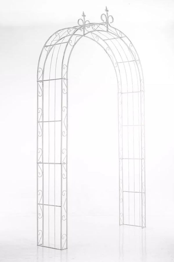 Valkoinen Metallinen Ruusukaari Aurinko Kiipeilytuella - 148x260cm