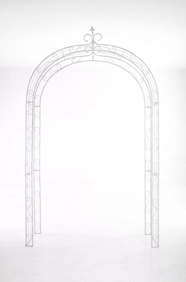 Valkoinen Metallinen Ruusukaari Aurinko Kiipeilytuella - 148x260cm