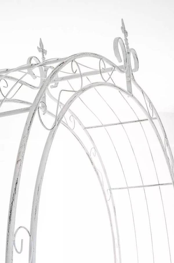 Valkoinen Metallinen Ruusukaari Aurinko Kiipeilytuella - 148x260cm