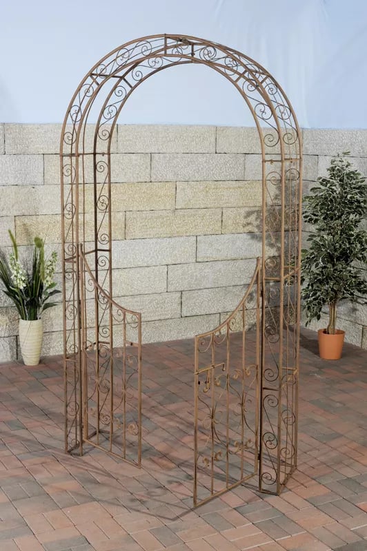 Sina Antik Brun Metal Rosenbue med Låsbar Låge - 235 cm Højde