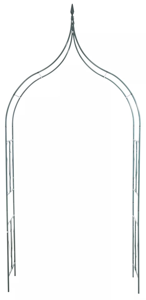 Jauhemaalattu metallinen ruusukaari, vihreä, 275 cm korkea