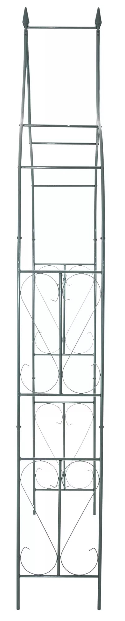 Jauhemaalattu metallinen ruusukaari, vihreä, 275 cm korkea
