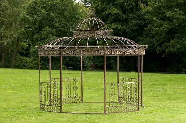 Luksuriøs Rund Romantisk Pavillon 350cm Bronze Metal Havekonstruktion