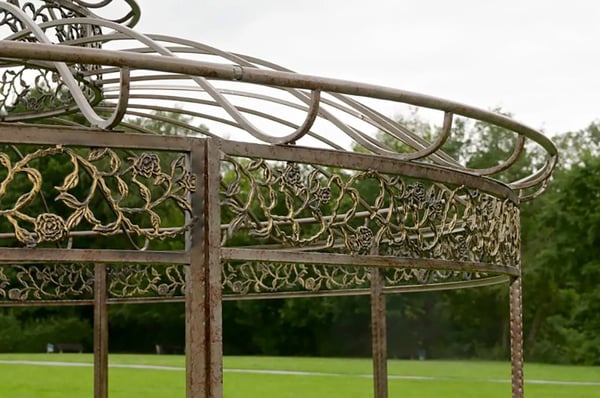 Luksuriøs Rund Romantisk Pavillon 350cm Bronze Metal Havekonstruktion