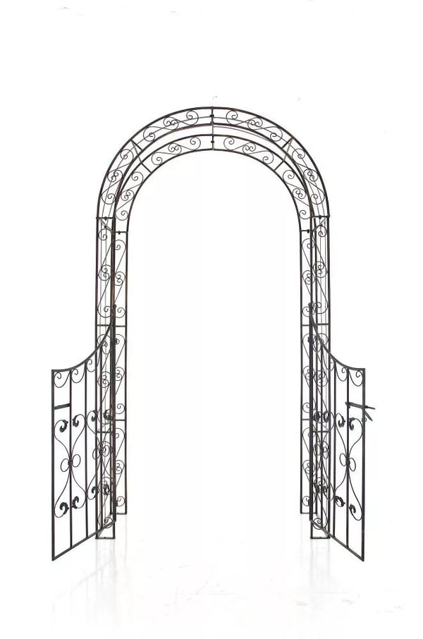 Sina Bronze Metal Rosenbue med Låsbar Låge - Håndlavet, Holdbar Klatreplantestøtte (41,5 x 135 x 245 cm, 20 kg)