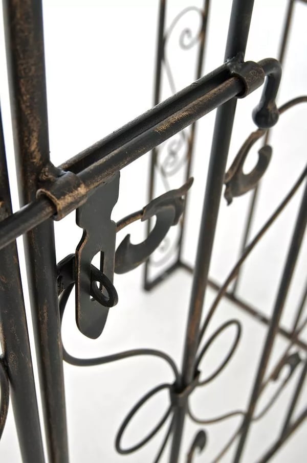 Sina Bronze Metal Rosenbue med Låsbar Låge - Håndlavet, Holdbar Klatreplantestøtte (41,5 x 135 x 245 cm, 20 kg)