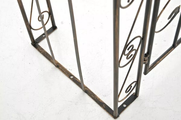 Sina Bronze Metal Rosenbue med Låsbar Låge - Håndlavet, Holdbar Klatreplantestøtte (41,5 x 135 x 245 cm, 20 kg)