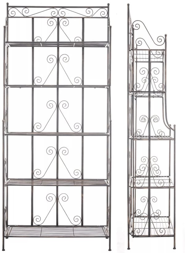 Ciara Bronze Metal Foldbar 5-lags Fritstående Hyldereol, Indendørs/Udendørs, 173cm H x 74.5cm B