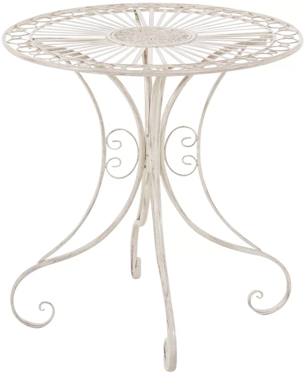 Hari Havebord - Antik Cremefarvet Metal med Nostalgisk Design, 70 cm Diameter