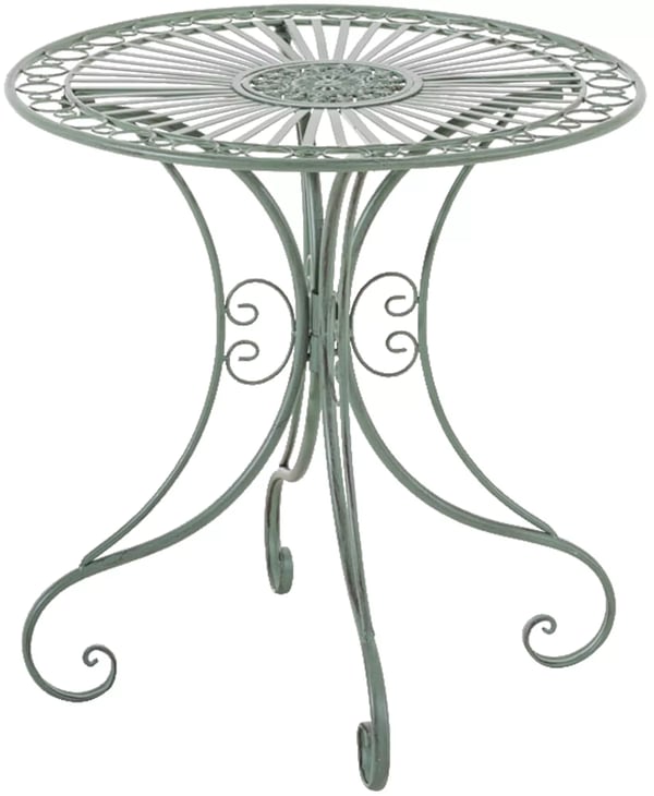 Hari Antikt Grönt Trädgårdsbord i Metall - 70 cm Diameter