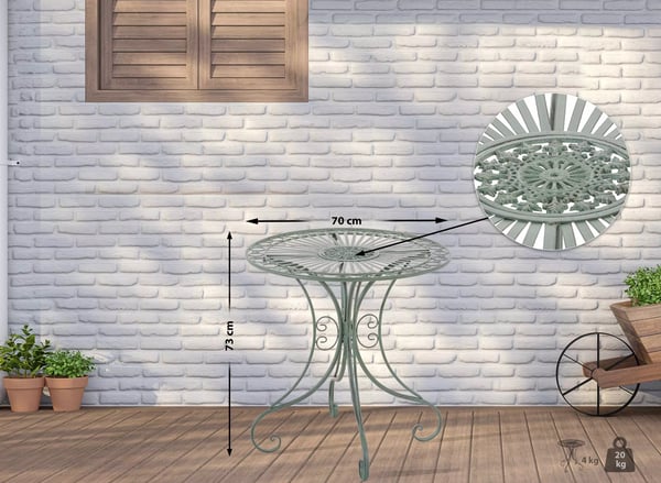 Hari Antik Grønt Metal Have Bistro Bord - 70 cm Diameter
