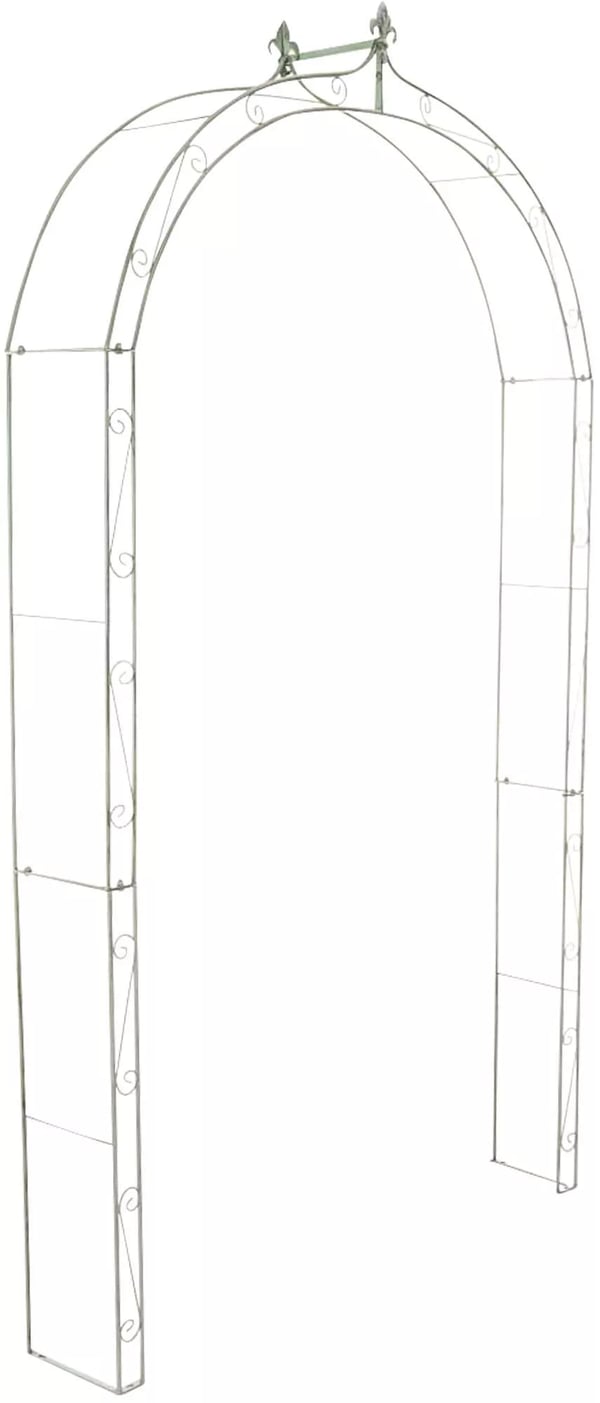 Anna Rosenbue - Antik Grøn Metal, Rustik Landhusstil Havebue, 220 cm Passagehøjde, Vejrbestandig