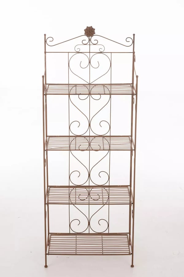 Lenja Foldbart Stående Hylde - Rustik Landhusstil, Antik Brun Metal, 160x60x30cm