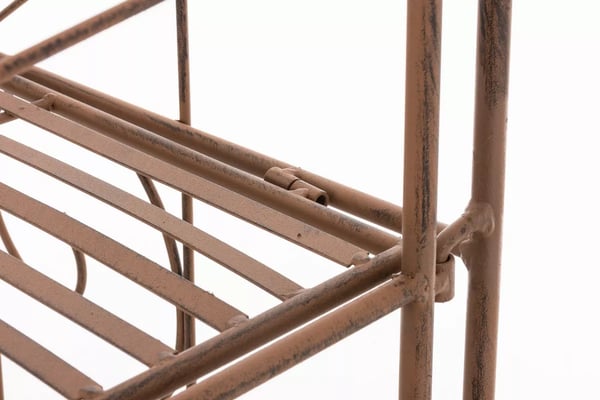 Lenja Foldbart Stående Hylde - Rustik Landhusstil, Antik Brun Metal, 160x60x30cm