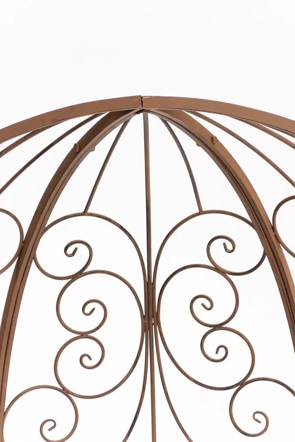 Rosie Antik Brun Metal Halv Gazebo med Indbygget Bænk - Havelåge til Klatreplanter, 178cm