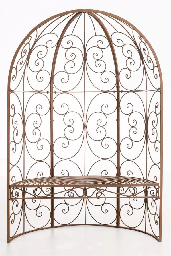 Rosie Antik Brun Metal Halv Gazebo med Indbygget Bænk - Havelåge til Klatreplanter, 178cm