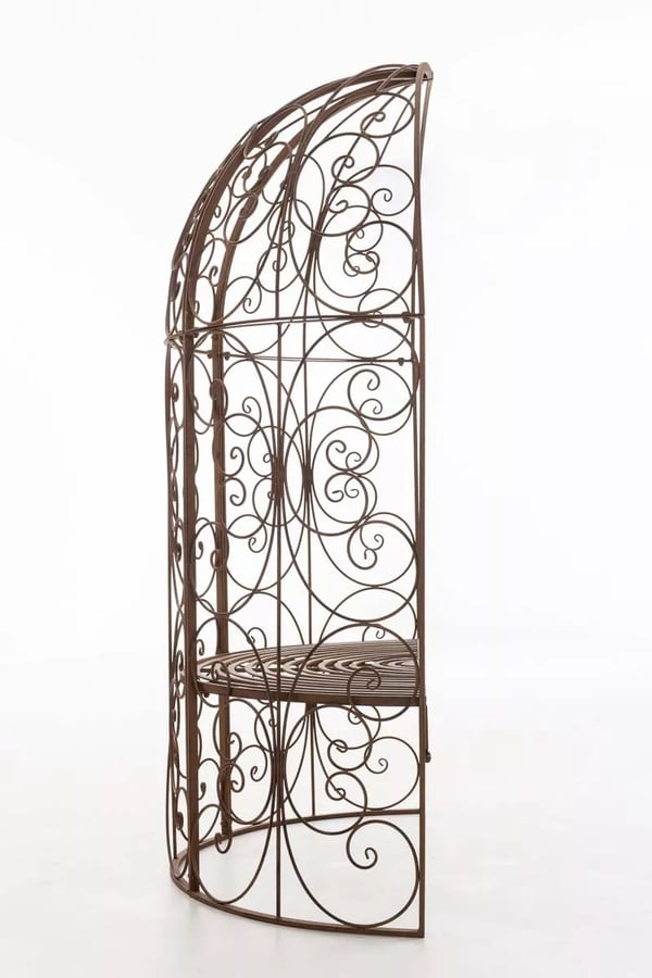 Rosie Antik Brun Metal Halv Gazebo med Indbygget Bænk - Havelåge til Klatreplanter, 178cm