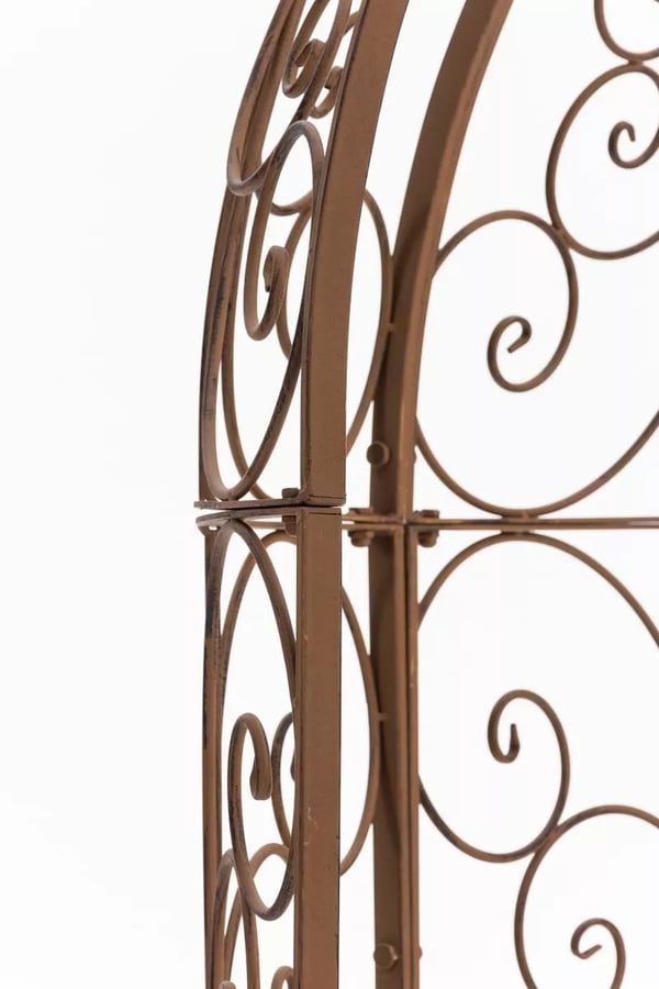 Rosie Antik Brun Metal Halv Gazebo med Indbygget Bænk - Havelåge til Klatreplanter, 178cm