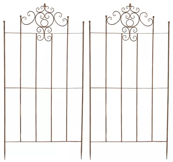 Set med 2 Paula Spaljéer i Metall, Antikbrun, Klätterstöd i Rustik Lantlig Stil, 170 cm Höjd Set med 2 Paula Spaljéer i Metall, Antikbrun, Klätterstöd i Rustik Lantlig Stil, 170 cm Höjd